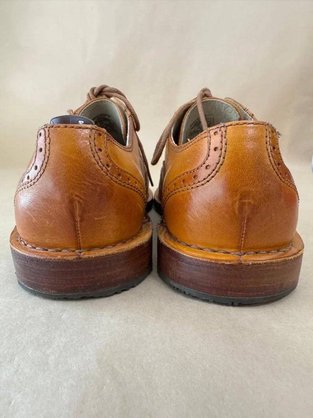 Sebago Brattle Men’s 9.5D British Tan Leather Wingtip Oxford Brogue Shoes
